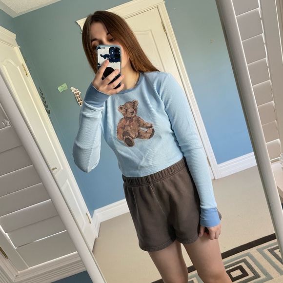 Delia Teddy Bear Blue Long Sleeve Tee - Picture 2 of 6